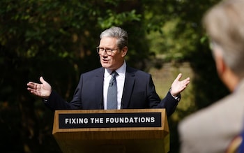 Sir Keir Starmer delivers a speech in the Downing Street Rose Garden