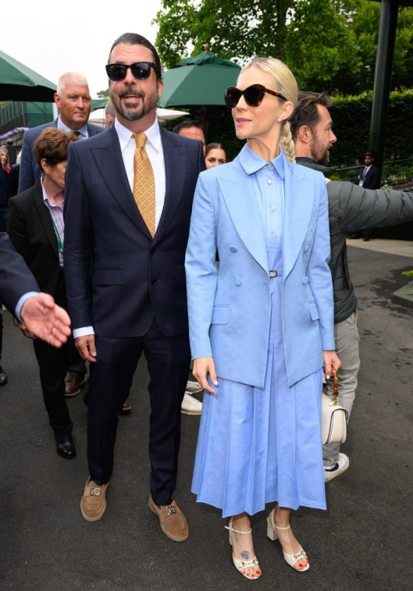  Dave Grohl and Jordyn Blum attend day two of the Wimbledon Tennis Champio<em></em>nships at the All England Lawn Tennis and Croquet Club on July 02, 2024 in London, England. 