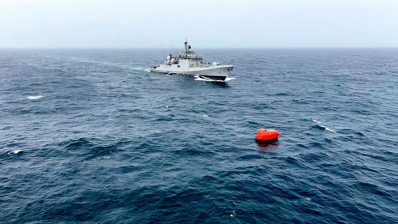 An Indian warship successfully rescued eight Indians and one Sri Lankan natio<em></em>nal during a rescue operation to locate the crew members of a Comoros-flagged oil tanker that had capsized off the coast of Oman.