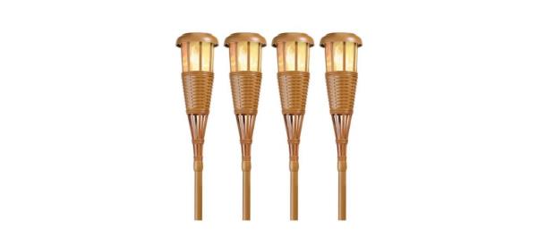 Newhouse Lighting Solar Island Tiki Torches, Set of 4
