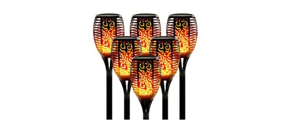 Walensee Large Solar Tiki Torches, Set of 6