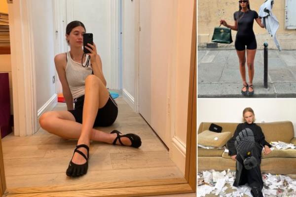 Clockwise from left: Georgia Graham in her FiveFingers, influencer Melissa Bon and Balenciaga’s collaboration with Vibram.