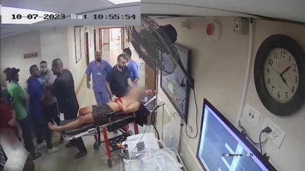 A Hamas hostage was bleeding when being rushed to the Al Shifa hospital on Oct. 7.