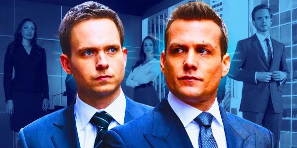 Edited image featuring Harvey Specter (Gabriel Macht) and Mike Ross (Patrick J. Adams) in Suits.