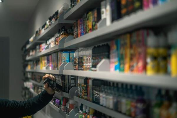 Colourful vapes in a shop
